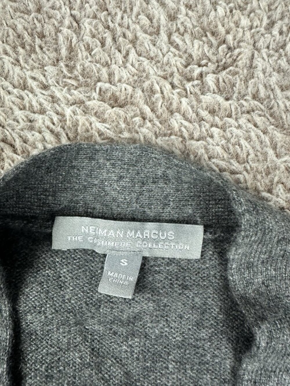 Neiman Marcus Cashmere Cardigan Small Grey Beaded Trim Open Front Long Sweater - Picture 9 of 11